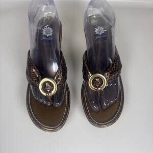 Yellow Box Riviera Women’s Bronze Wedges Sandals Snake Glams Boho Resort sz 8.5